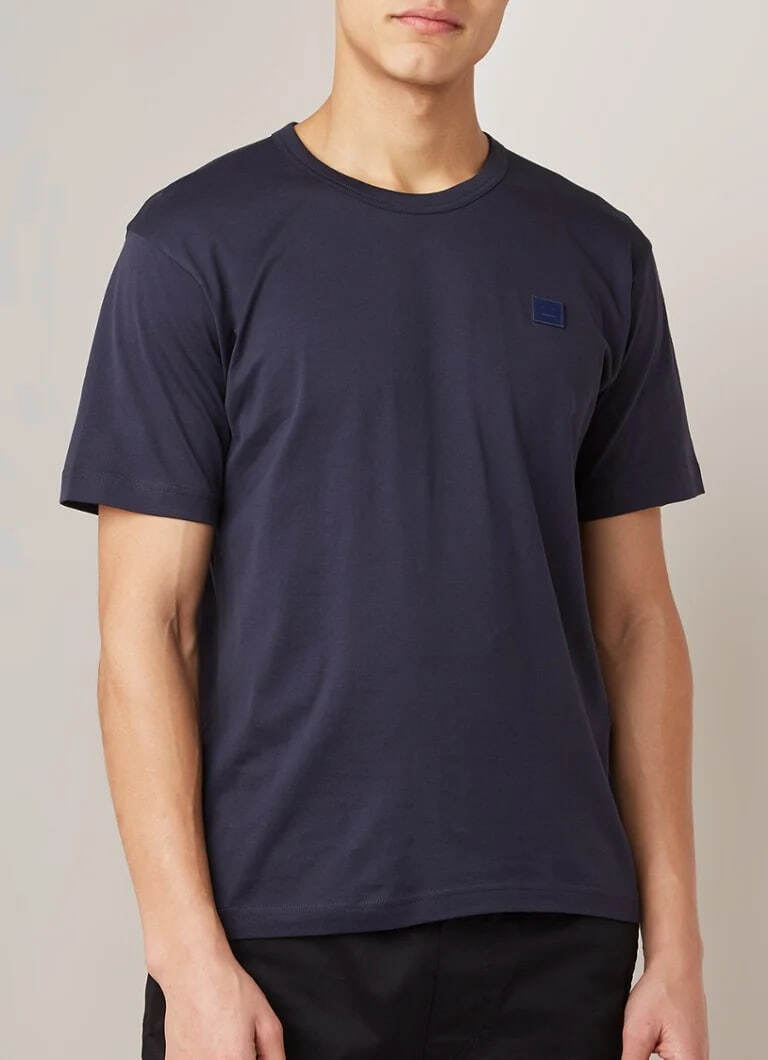 Acne Studios T-Shirt With Ellison Face Patch Navy