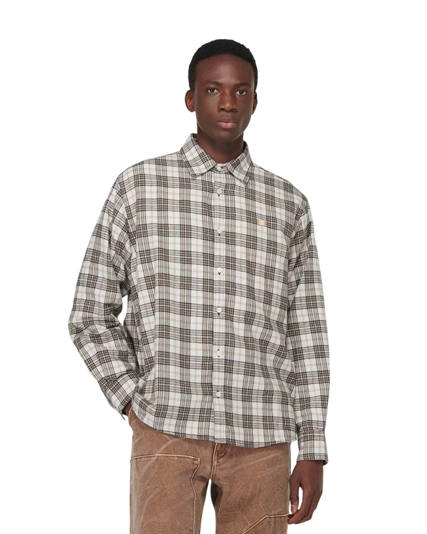 Acne Studios Flannel Check Button-Up Shirt White & Black