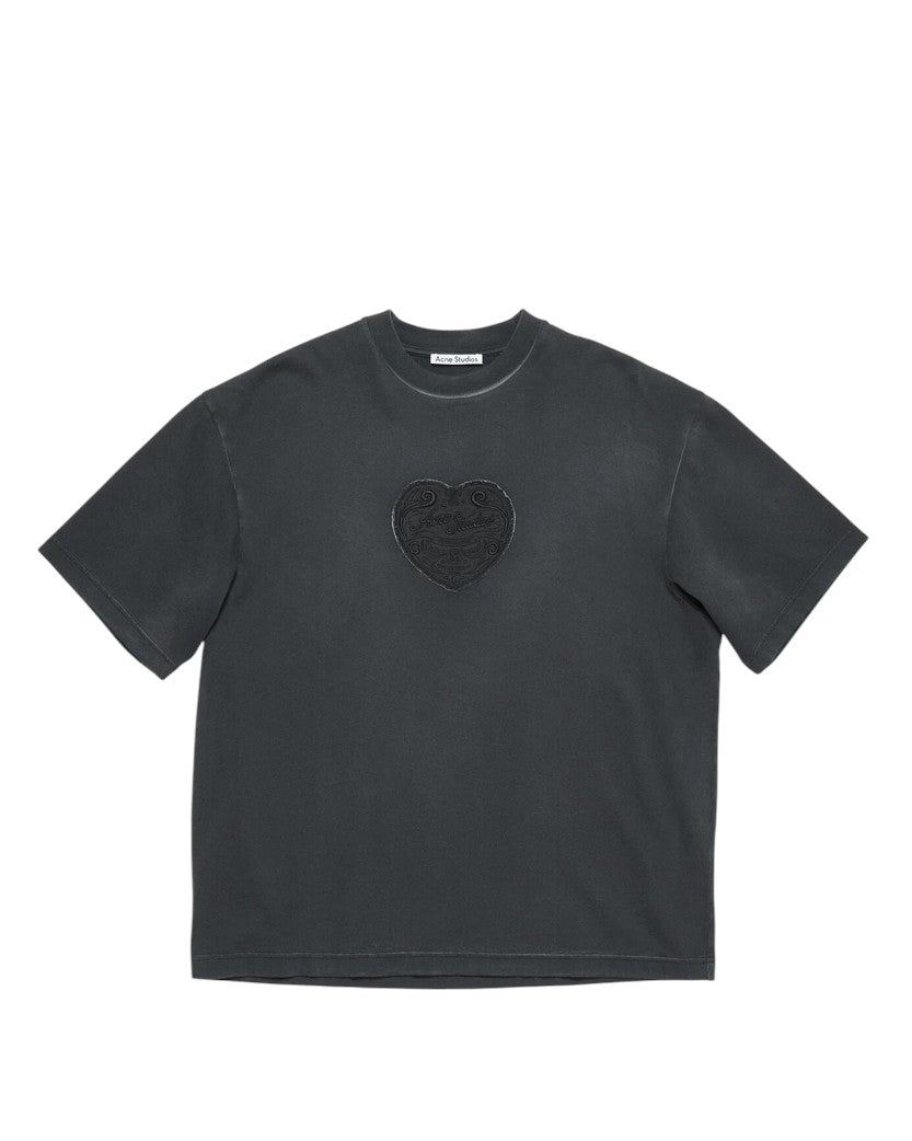 Acne Studios Heart-Patch T-Shirt Faded Black