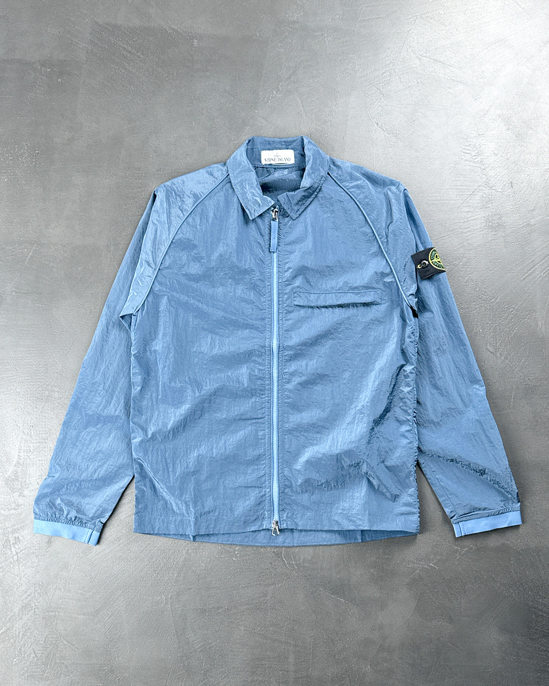 12321 Garment-Dyed Nylon Metal Overshirt Blue SI0105-BL