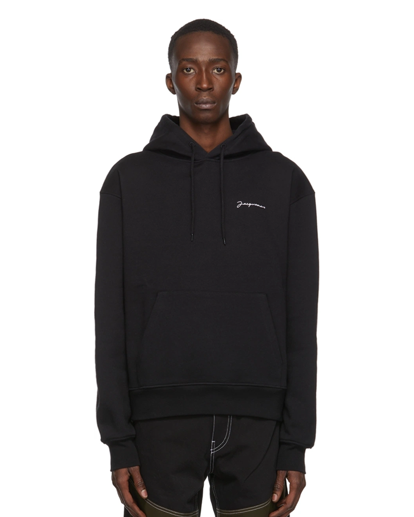 Jacquemus Embroidered Logo Hoodie Black