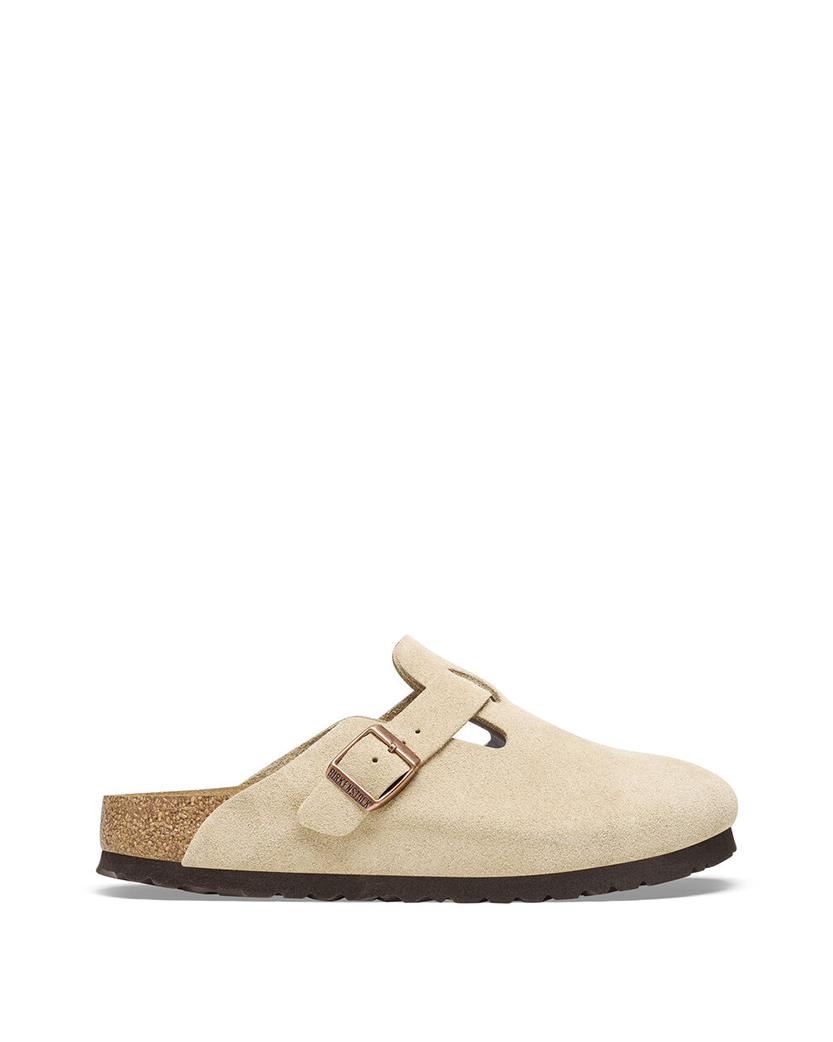 Birkenstock Boston Soft Footbed Suede Leather Latte Cream