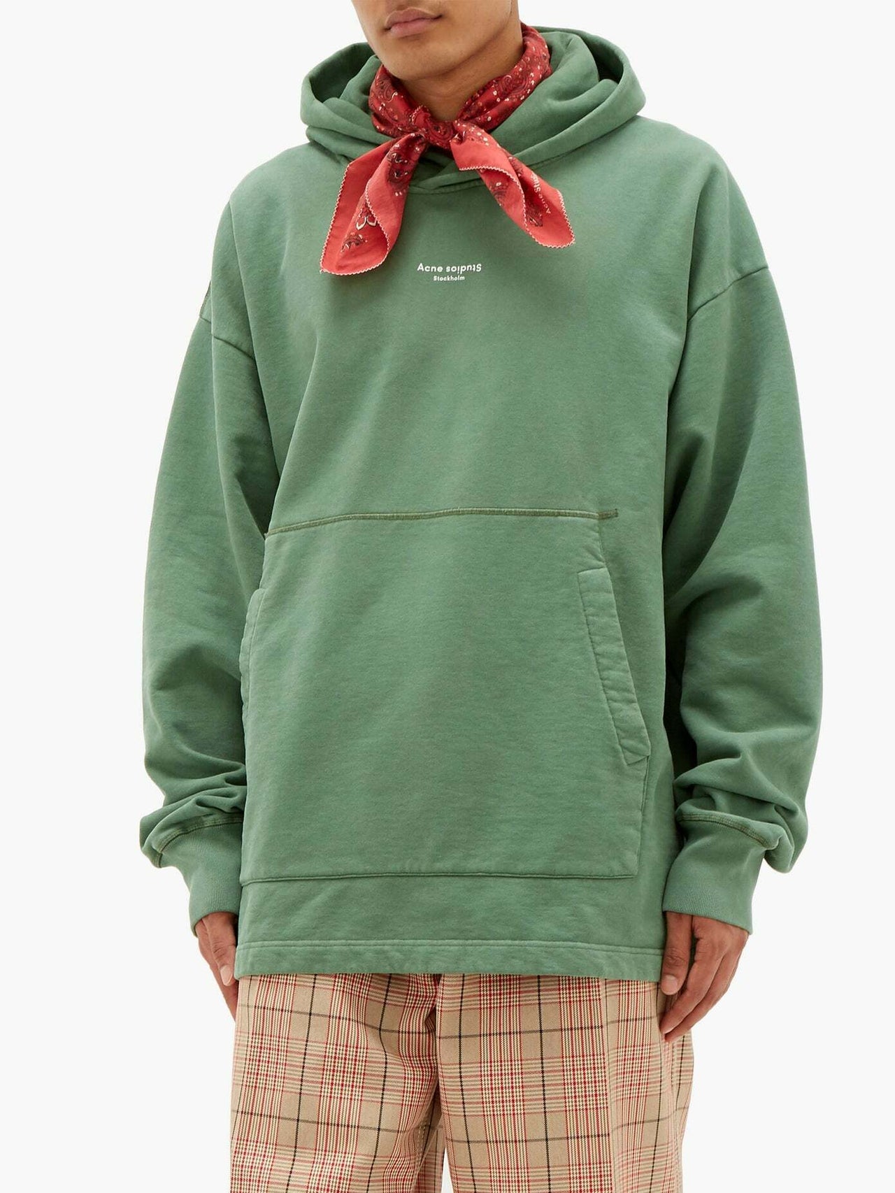 Acne Studios Franklin Reverse Logo Hoody Green