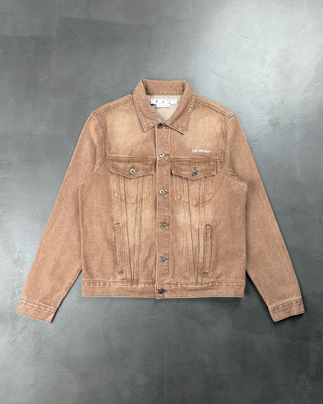 Off-White Diag-Stripe Denim Jacket Brown