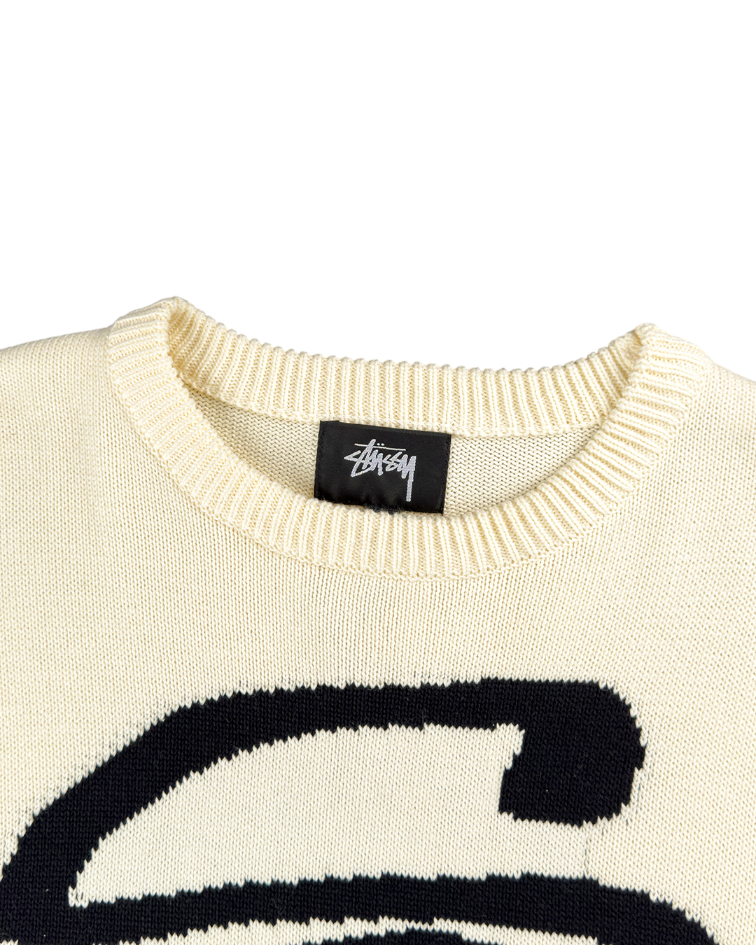 トップス Stussy CURLY S SWEATER White Stussy Curly Knit Off White | Glue Store