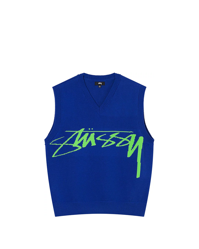 STUSSY Smooth Stock Knit Vest Blue