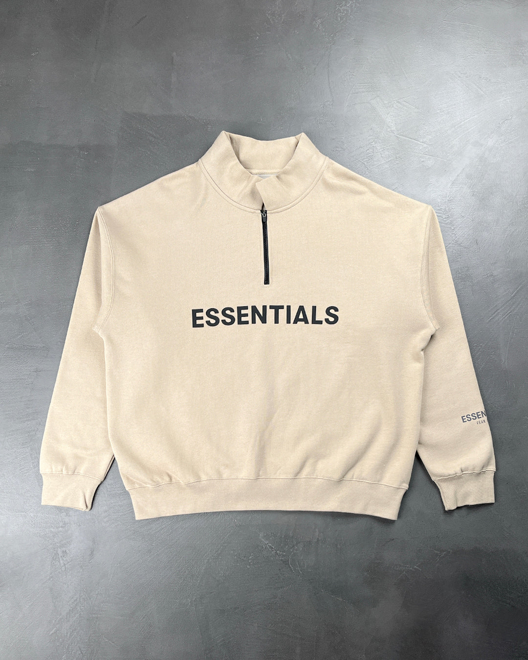 Fear Of God Essentials Front Logo Half Zip Sweat Taupe