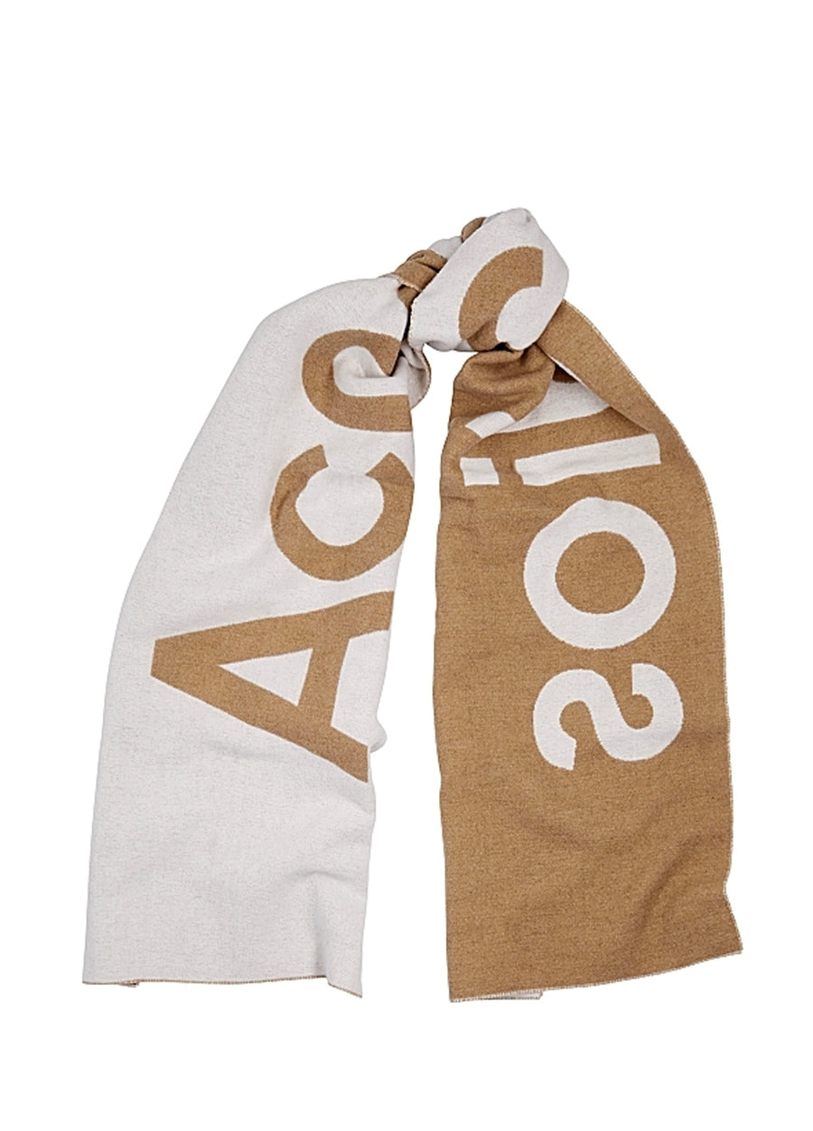 Acne Studios Toronty Logo Scarf Brown/White