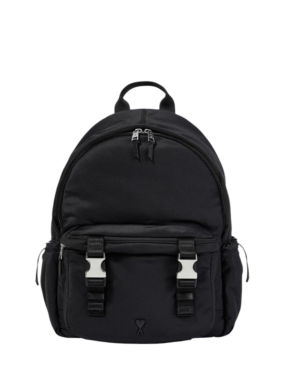 AMI Paris Ami De Coeur Nylon Backpack Black