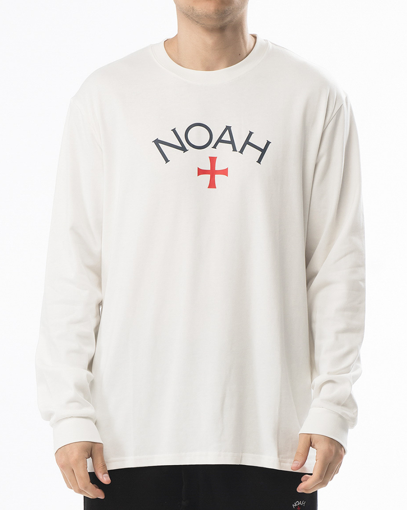 NOAH NYC Core Logo Gray Long Sleeve White