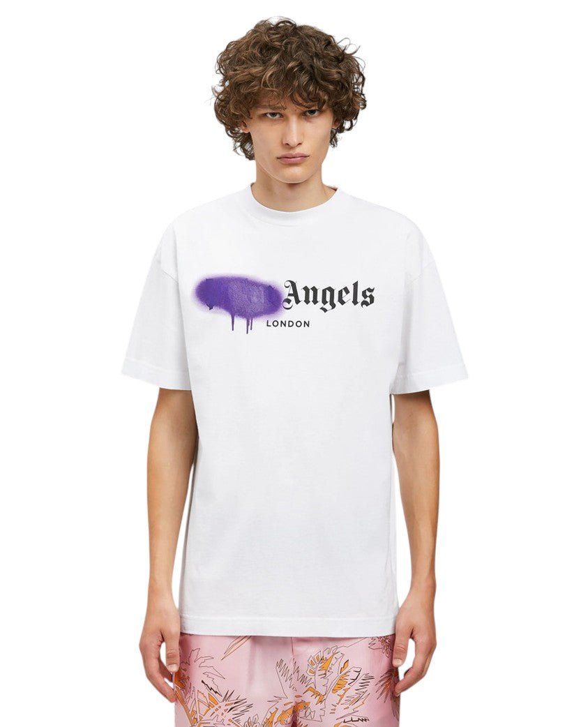 Palm Angels London Sprayed Logo T-Shirt White/Purple