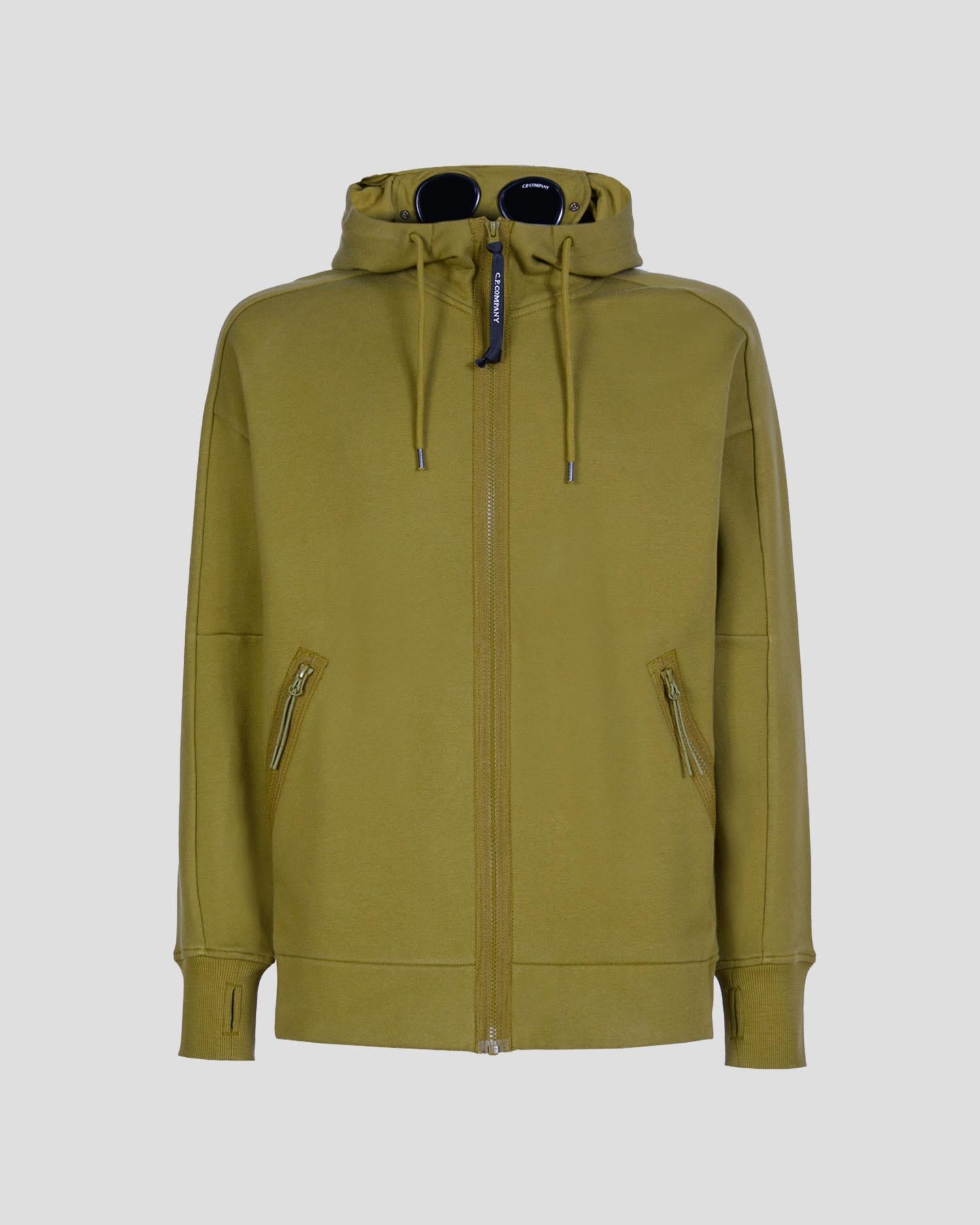 Худі C.P. Company Diagonal Raised Zip Goggle Hoodie Moss Green