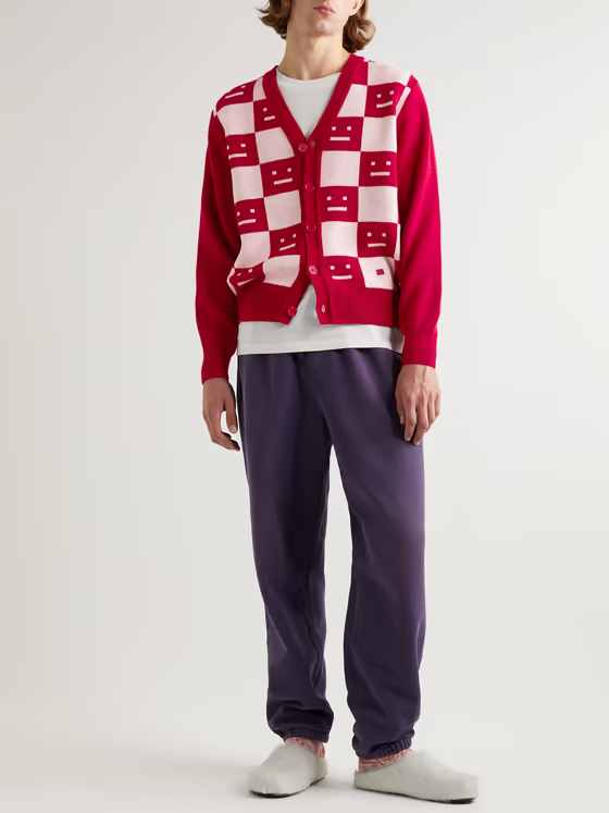 Acne Studios Face Maglia wool cardigan Red