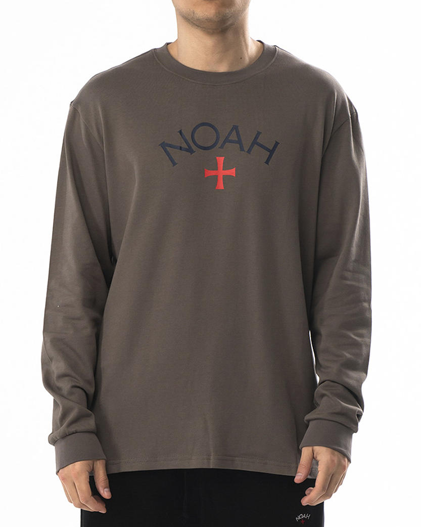 NOAH NYC Core Logo Gray Long Sleeve Deep Green