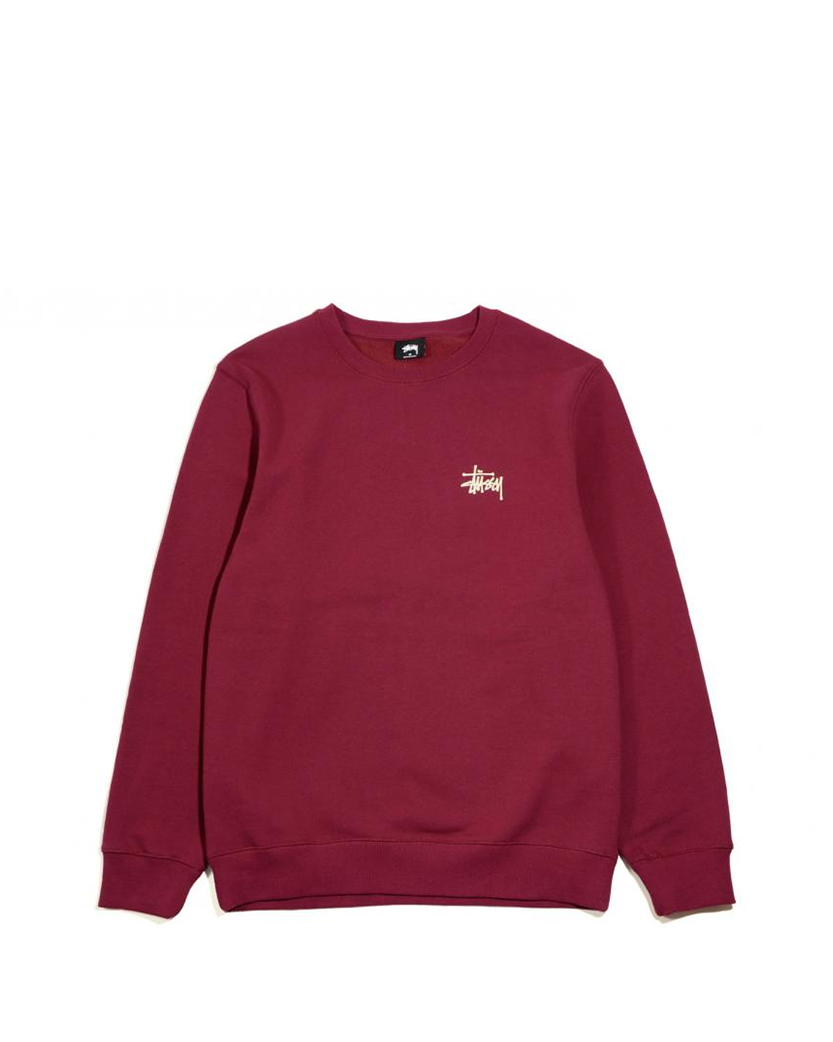 STUSSY Basic Crew Sweat Burgundy