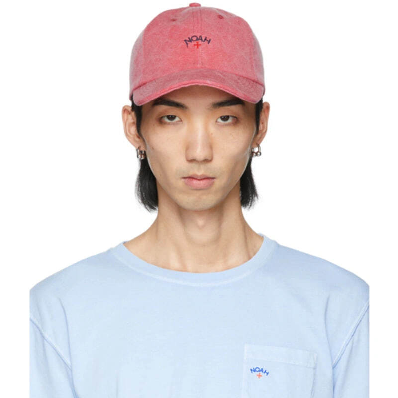 NOAH NYC Logo 6-Panel Cap Washed Red