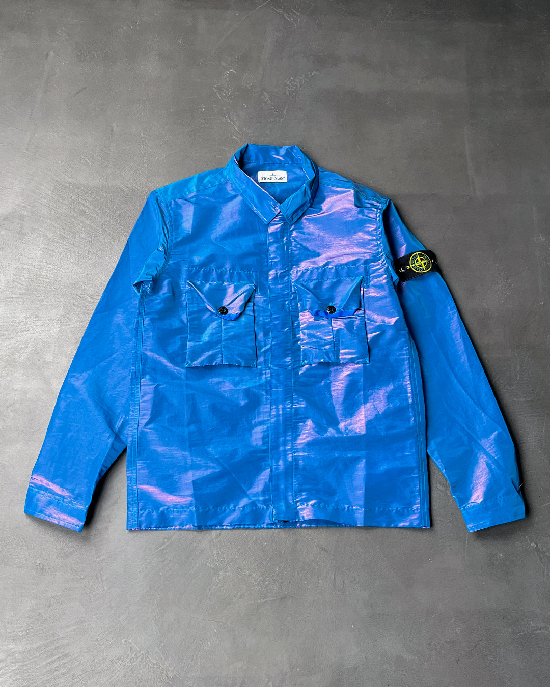Nylon Metal Colour Weft Shirt Blue SI0101-BL