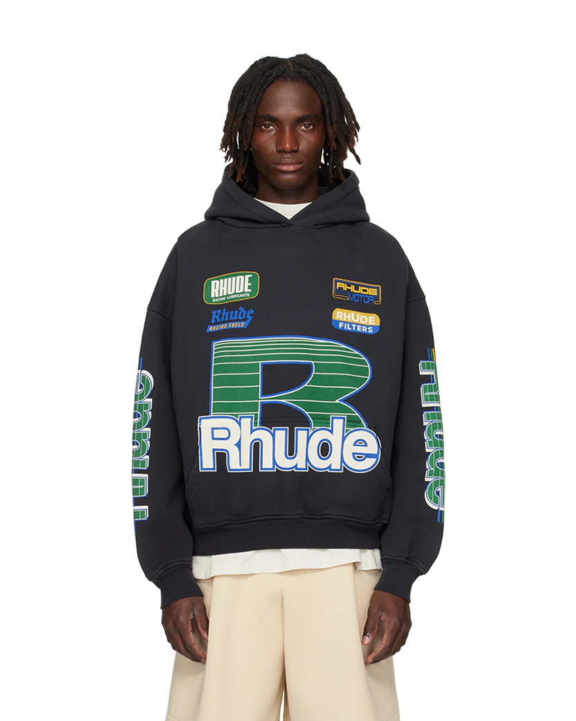 Rhude Off Raceway Худі Rhude Roadway Racing Hoodie Vintage Black - UNIFORM