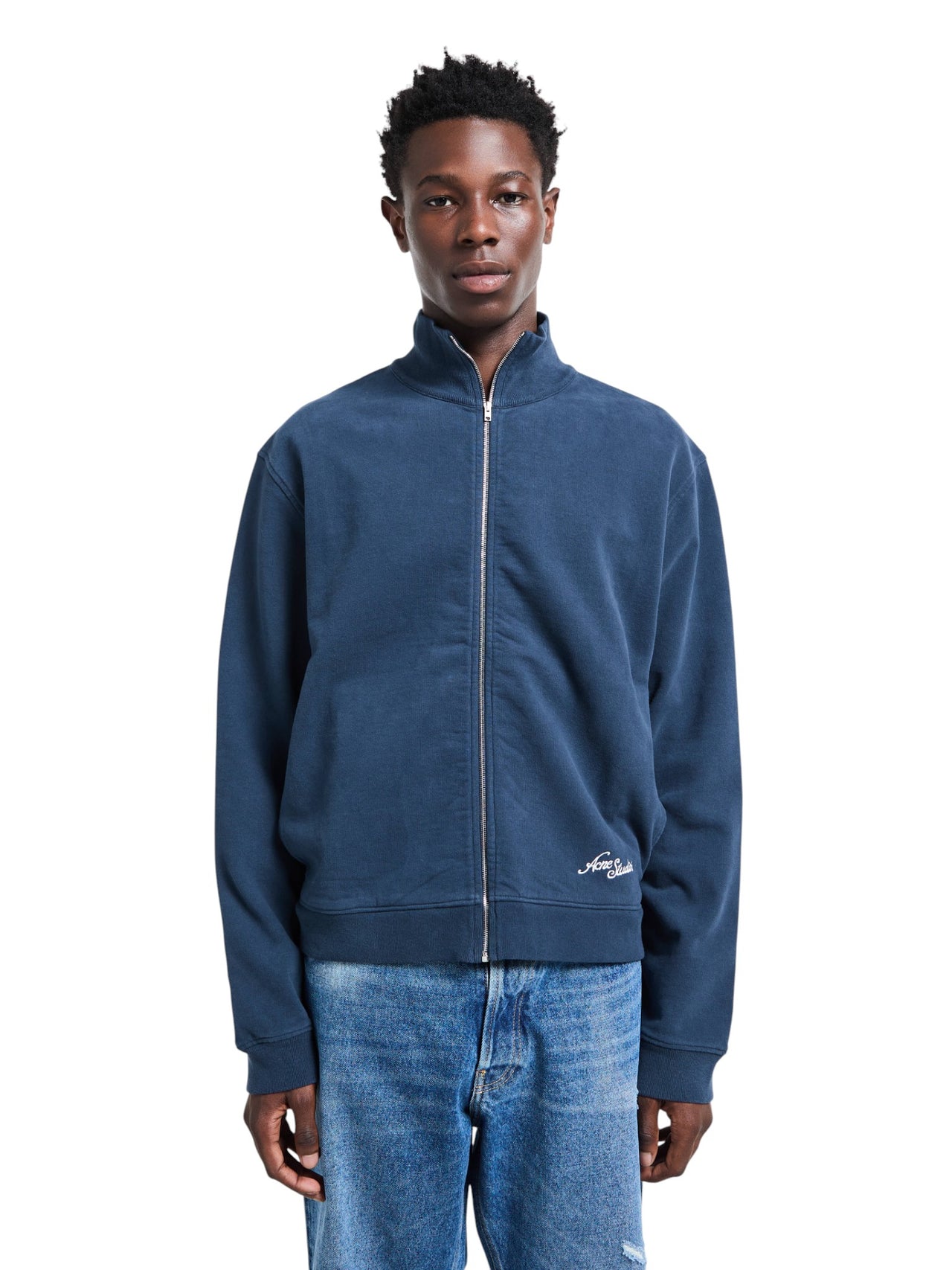 Acne Studios Zip-Up Sweatshirt Deep Blue