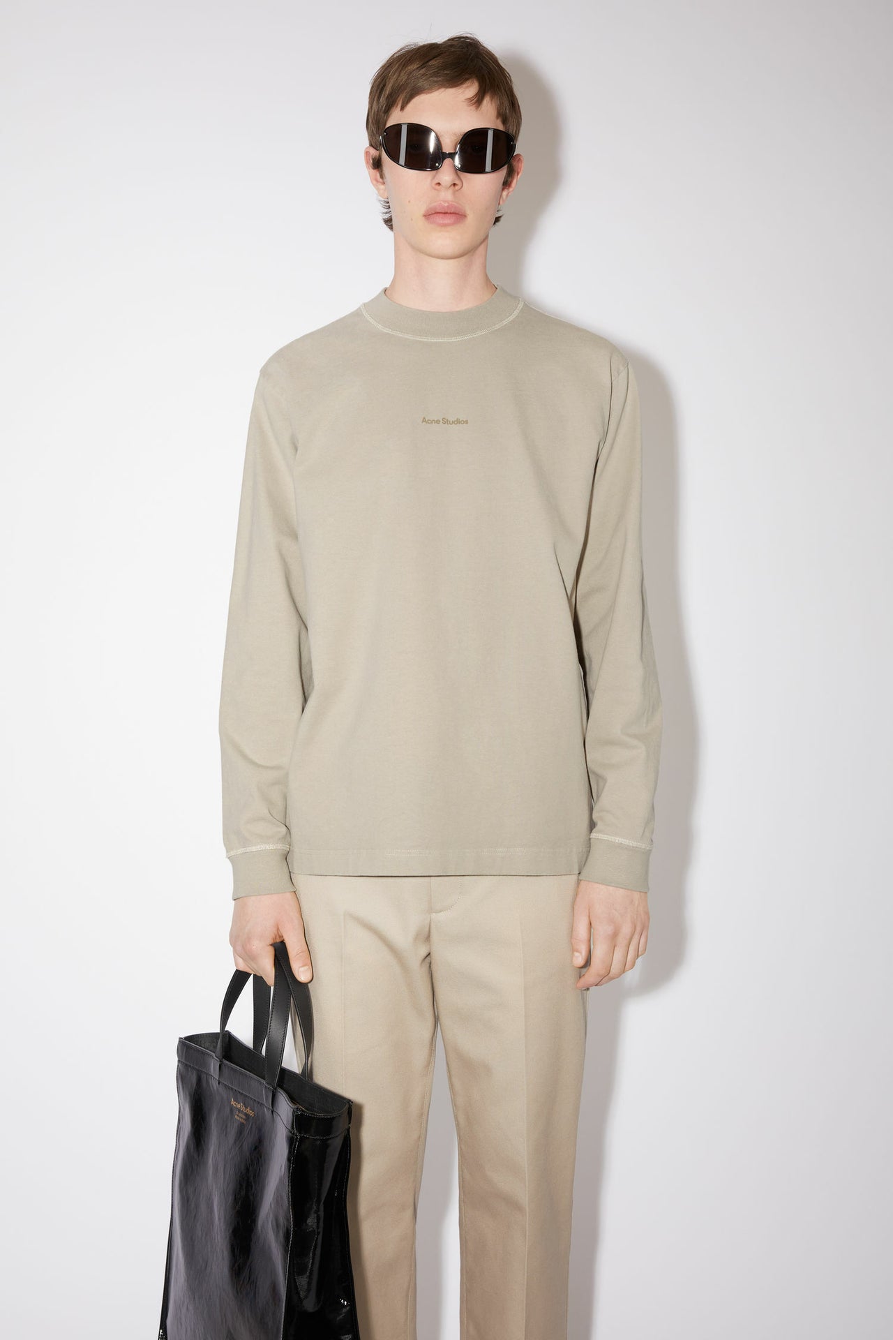 Acne Studios Erwin Long Sleeve Stamp Tee Oyster