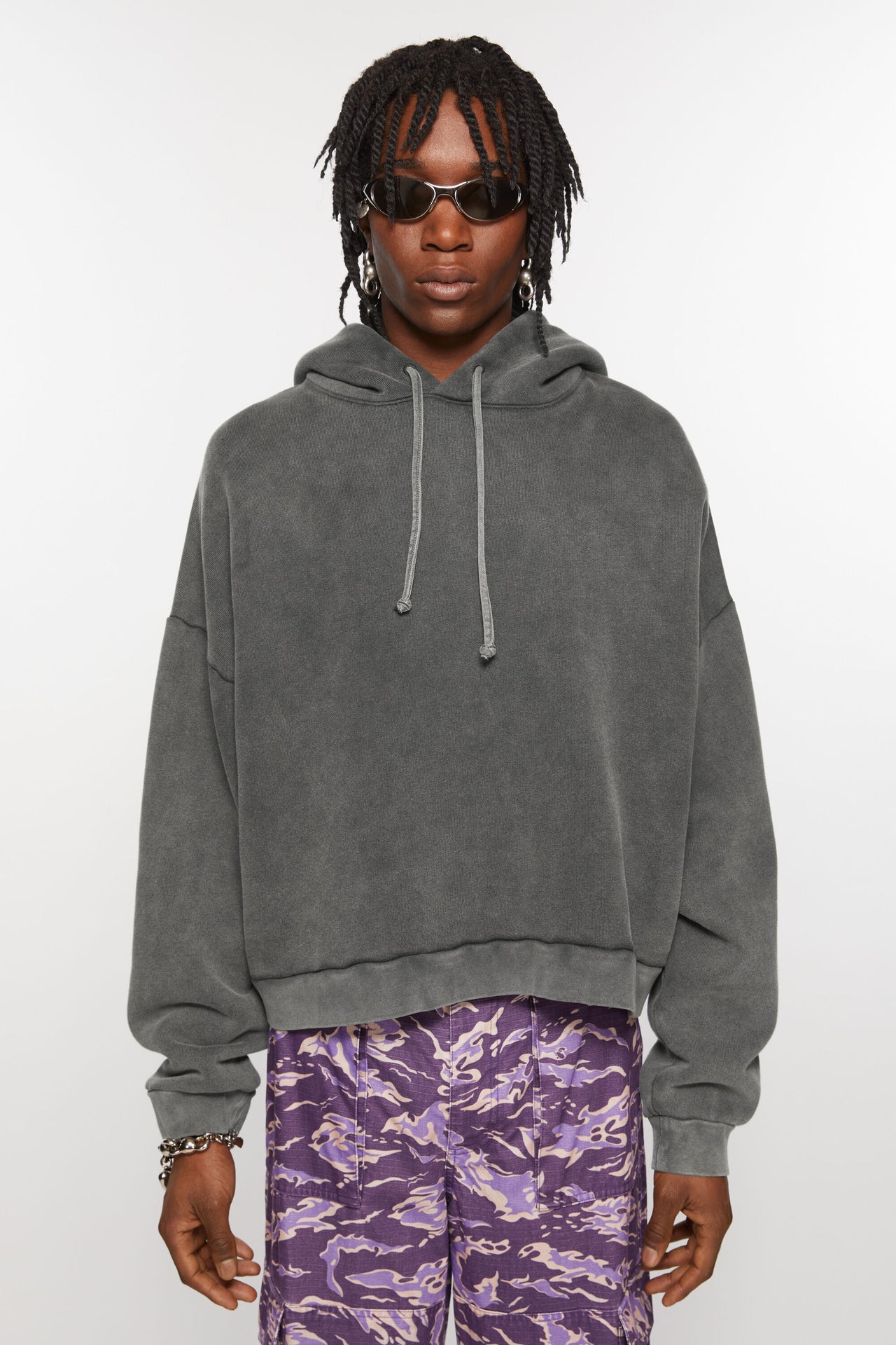 Acne Studios Relaxed Hooded Sweatshirt Faded Black