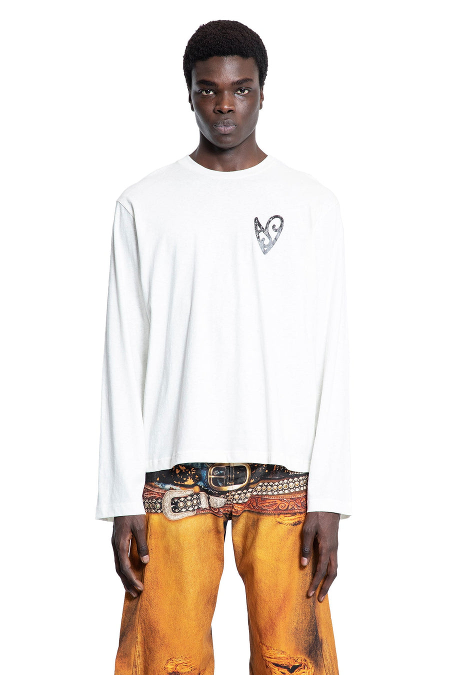 Acne Studios Heart Printed Long Sleeve White