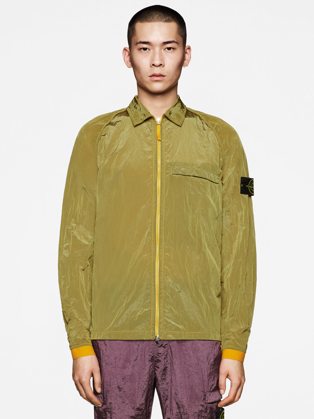 12321 Garment-Dyed Nylon Metal Overshirt Yellow SI0105-YL