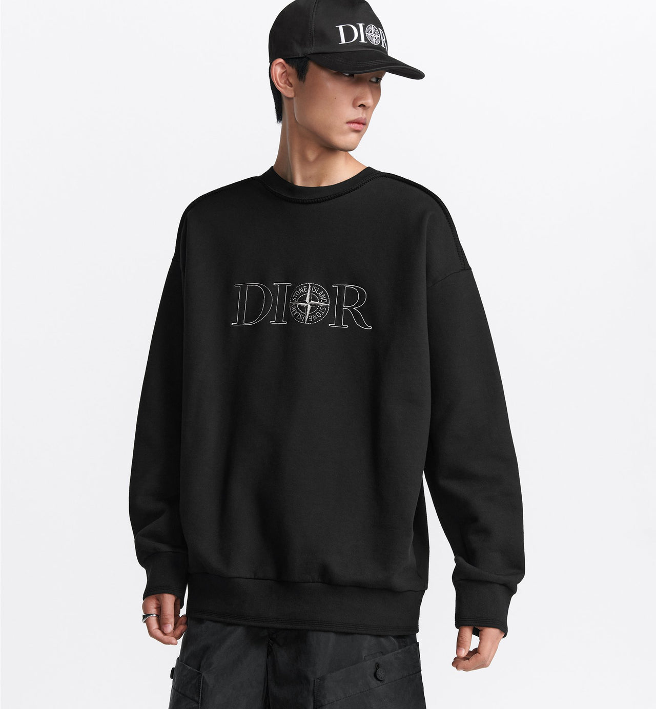 Stone Island x Dior Cotton Fleece Sweatshirt Black SI0229-BK