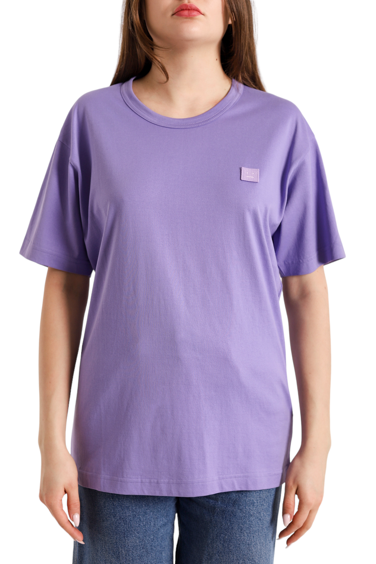 Acne Studios T-Shirt With Ellison Face Patch Purple