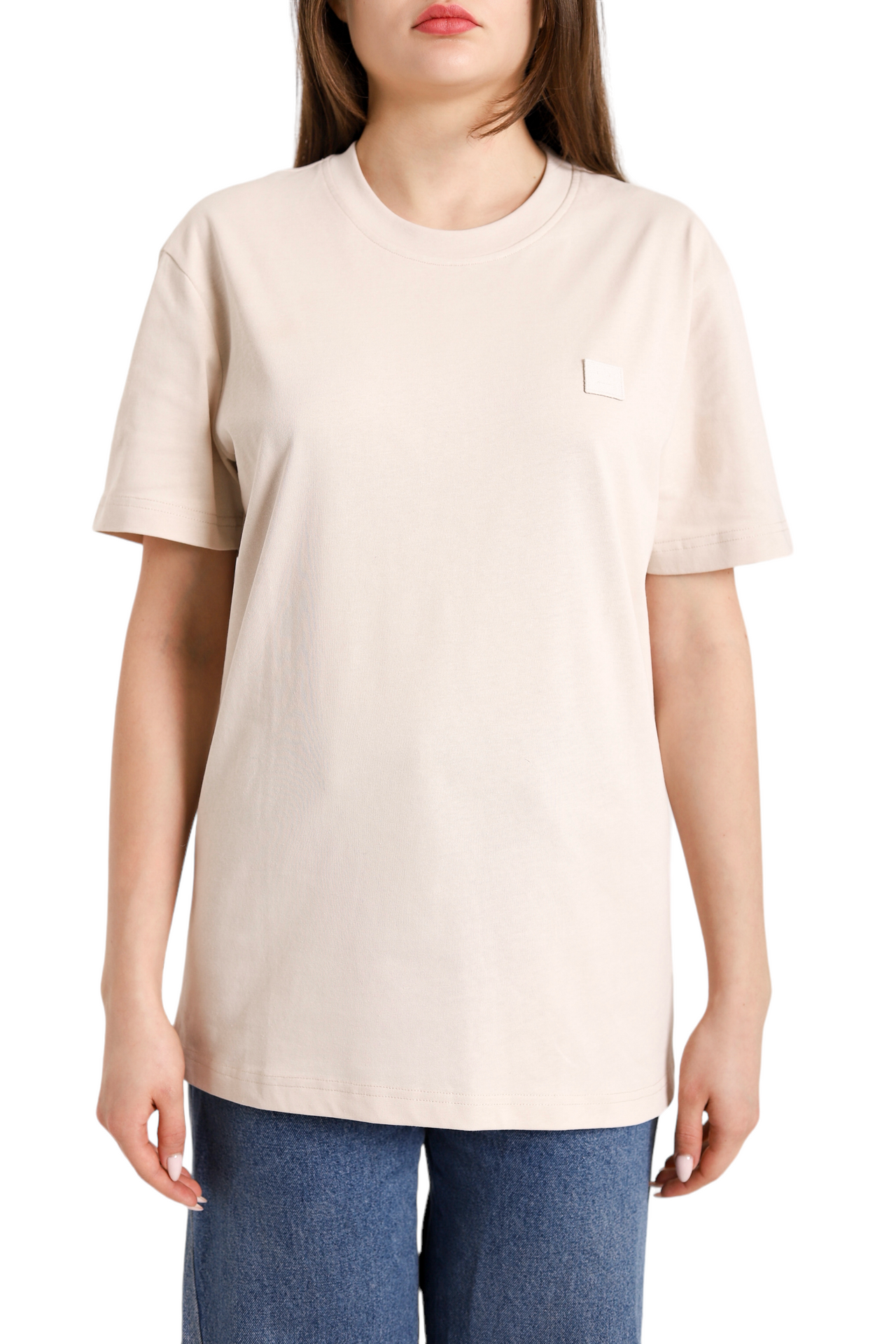 Acne Studios T-Shirt With Ellison Face Patch Beige