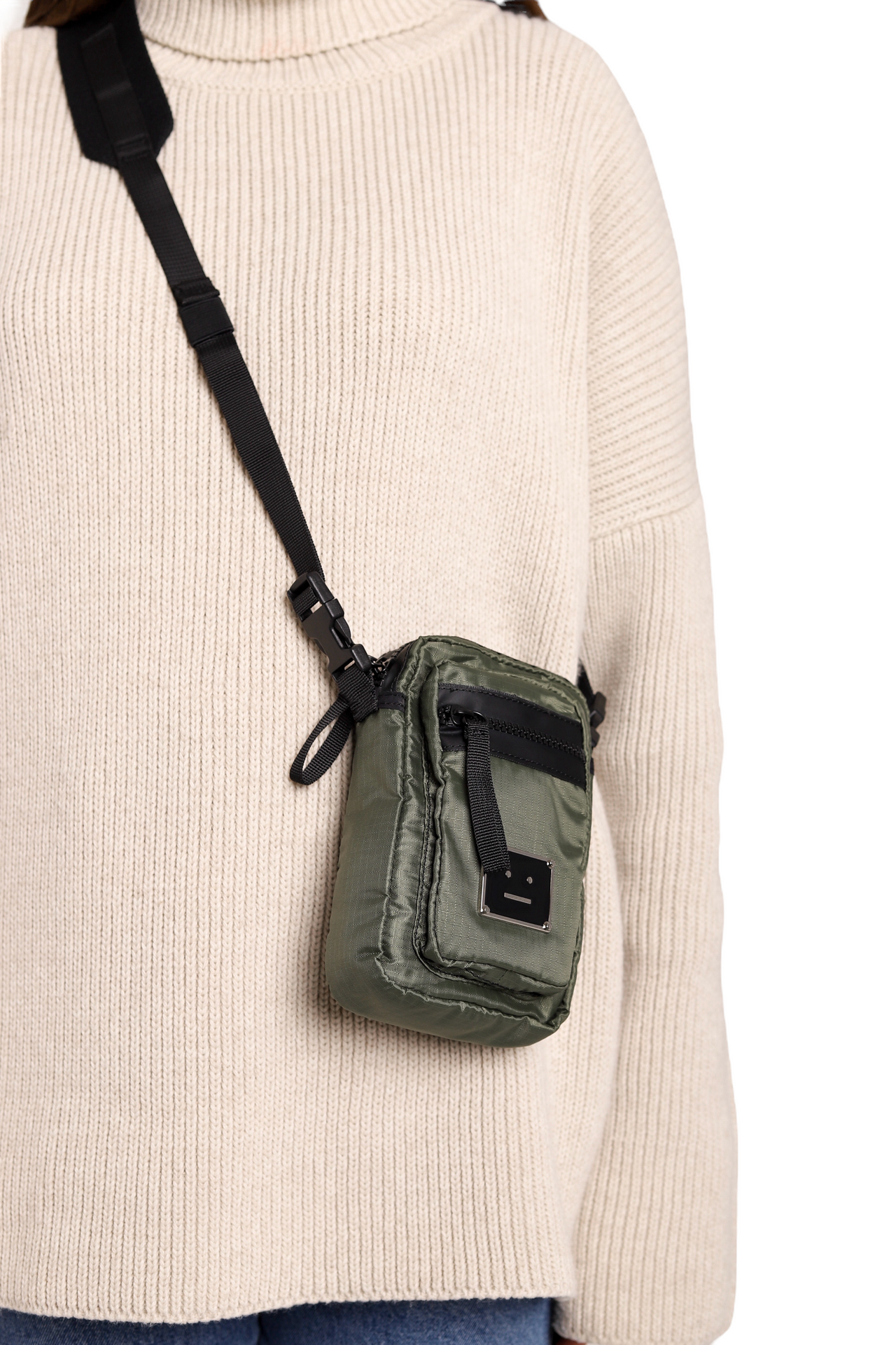 Acne Studios Arvel Face-patch ripstop cross-body bag Olive