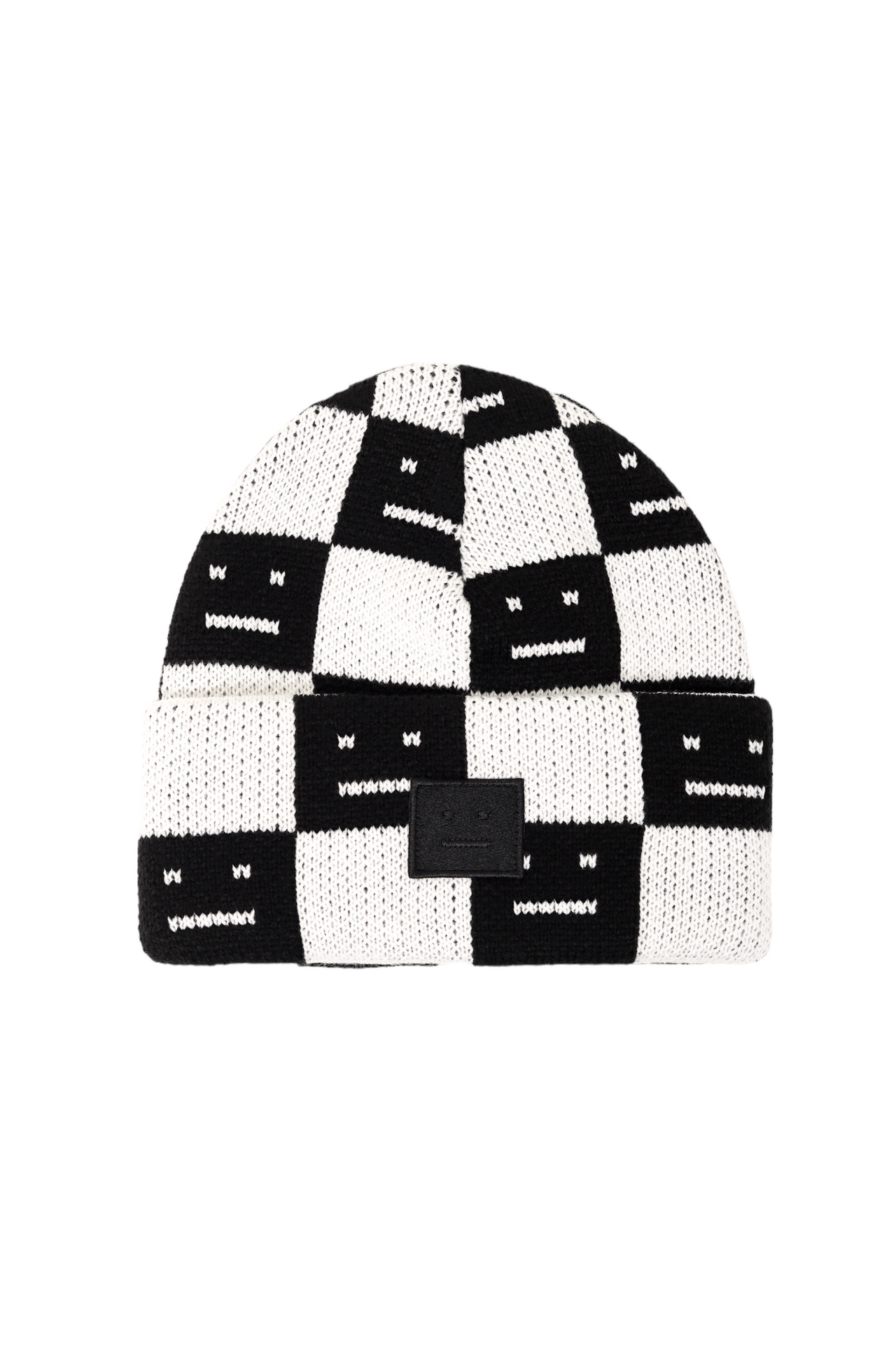 Acne Studios Rib knit beanie hat Black/oatmeal