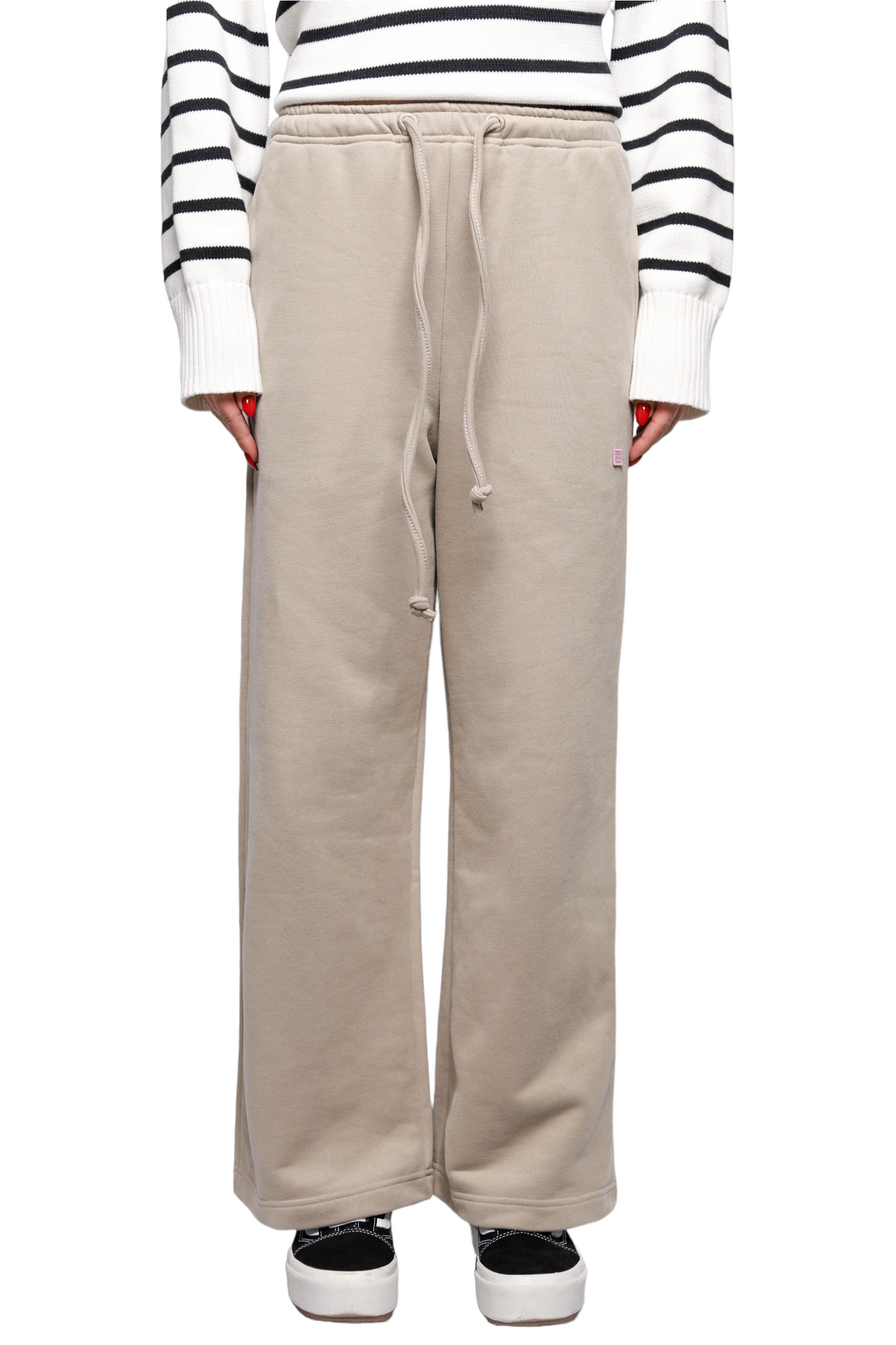 Acne Studios Wide Leg Logo Embroidered Sweatpants Khaki