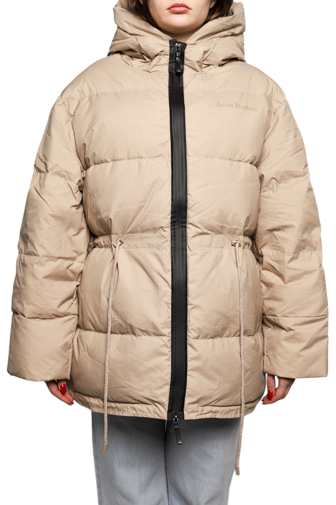 Acne Studios Hooded puffer coat Beige