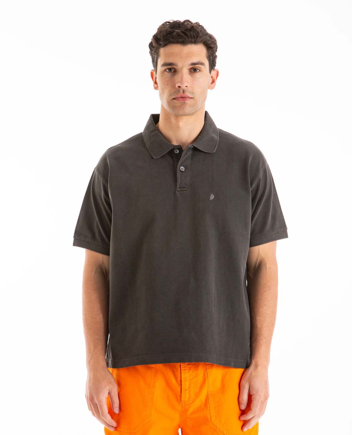 STUSSY Pigment Dyed Pique Polo Black