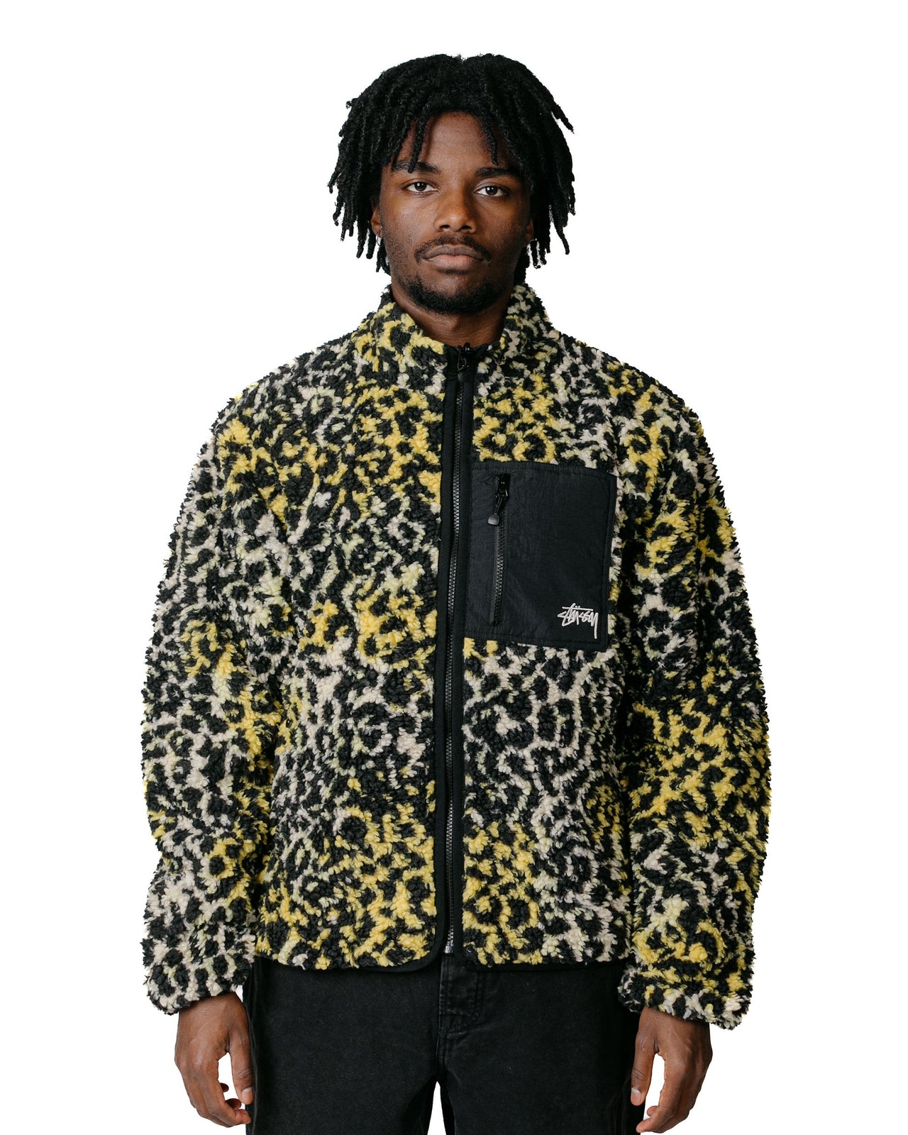STUSSY Sherpa Reversible Jacket Yellow Leopard