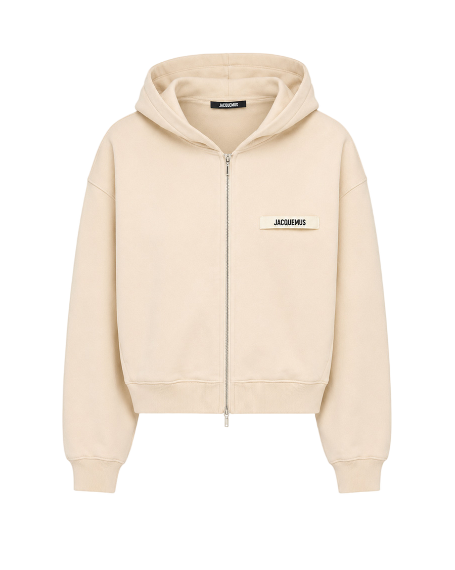 Jacquemus Gros Grain Zipped Hoodie Beige