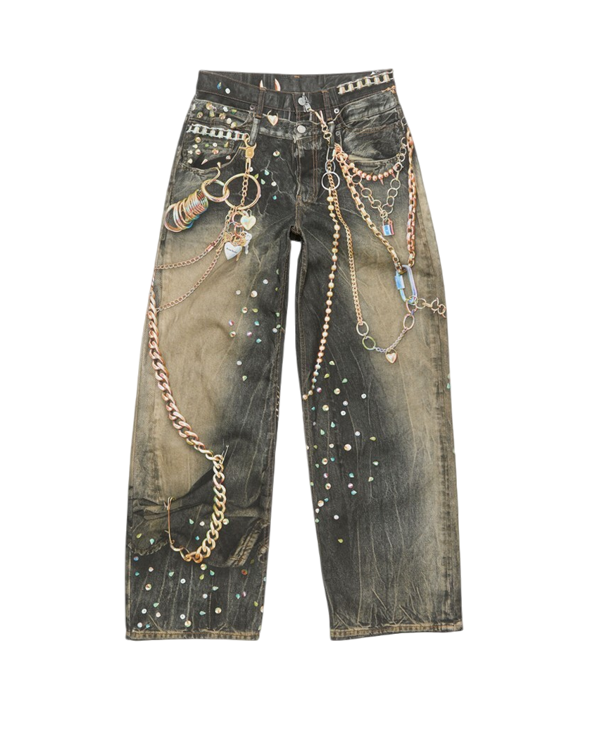 Acne Studios Trompe-L'Oeil Loose FIt Jeans Black/Multi