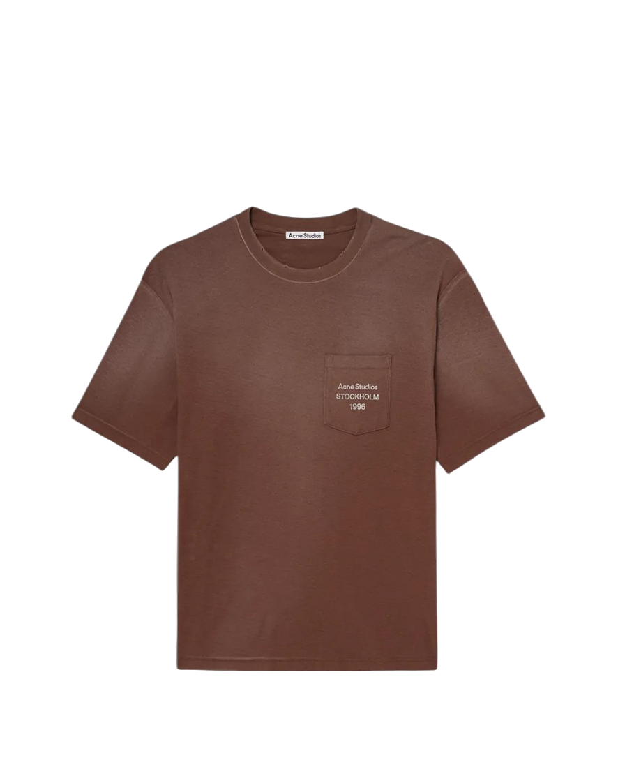 Acne Studios Exford Logo Pocket T-Shirt Chocolate Brown