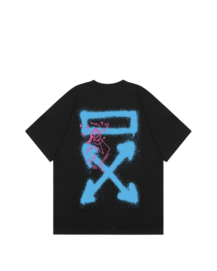 Off-White Spray Blue Arrows T-Shirt Black