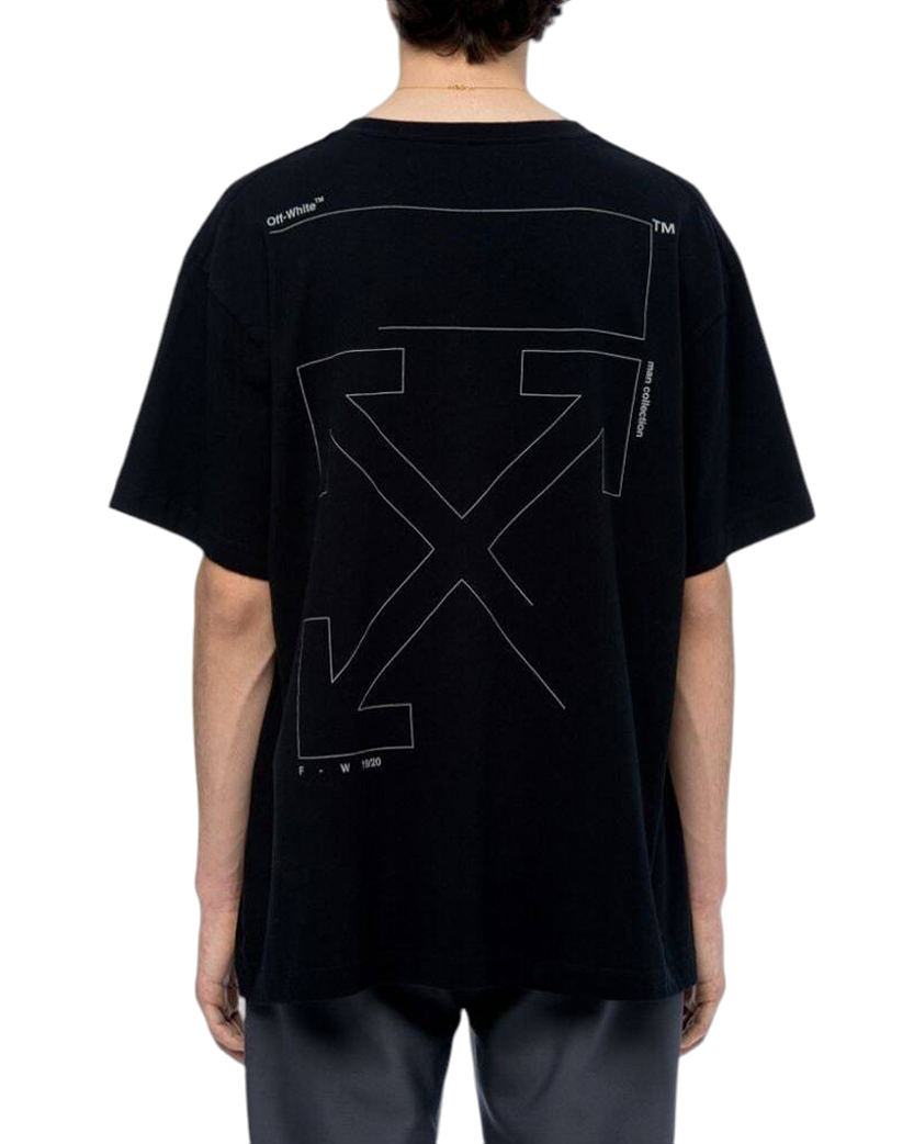 OFF-WHITE OVERSIZE UNFINISHED PRINT COTTON T-SHIRT BLACK