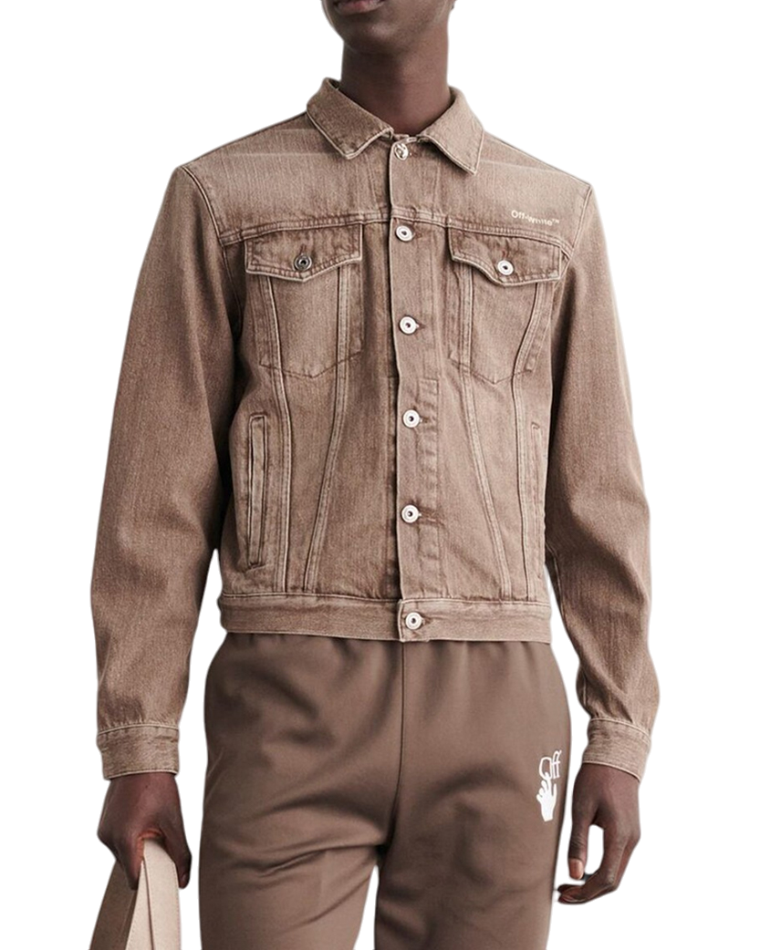 Off-White Diag-Stripe Denim Jacket Brown