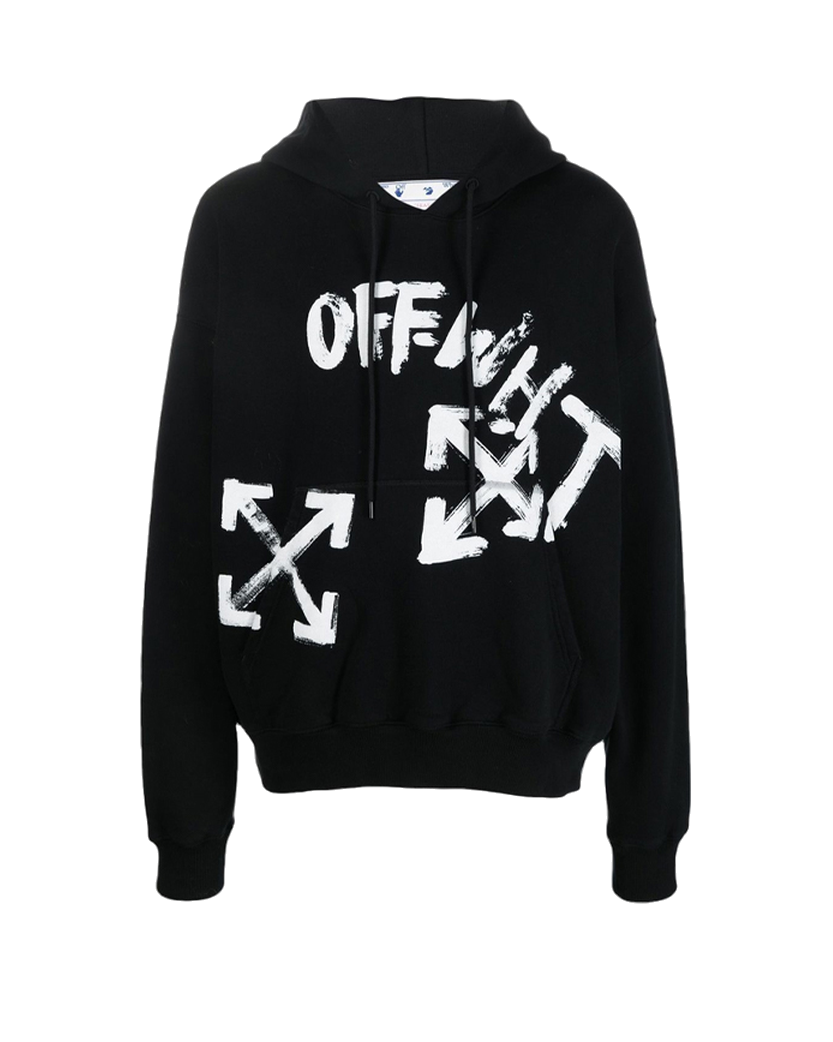 OFF-WHITE Logo-print Drawstring Hoodie Black