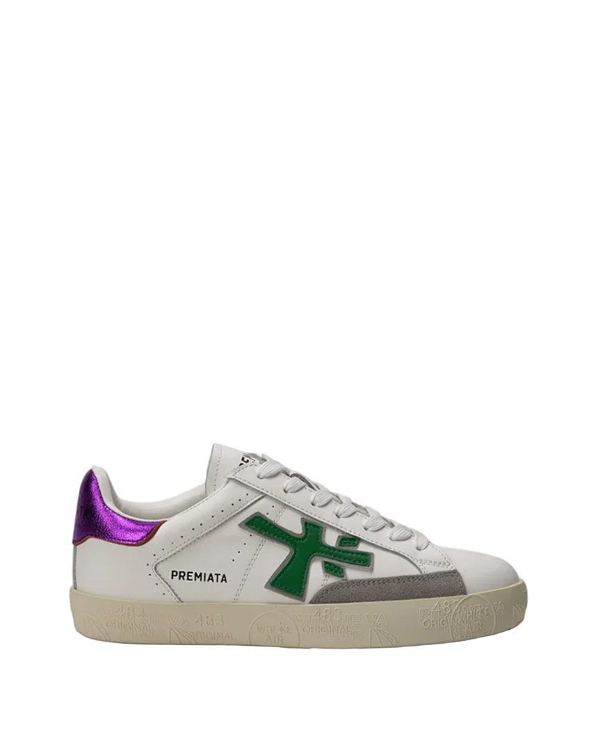 Premiata Stevend Sneakers White with Green Logo