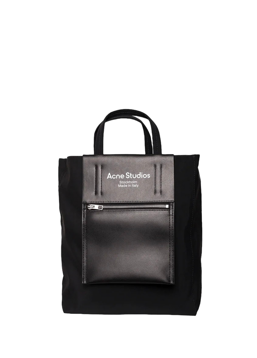 Acne Studios Baker Out medium canvas and printed leather tote Black