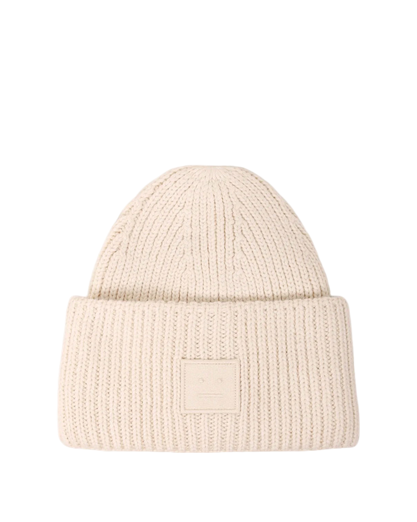 Acne Studios Rib knit beanie hat Beige