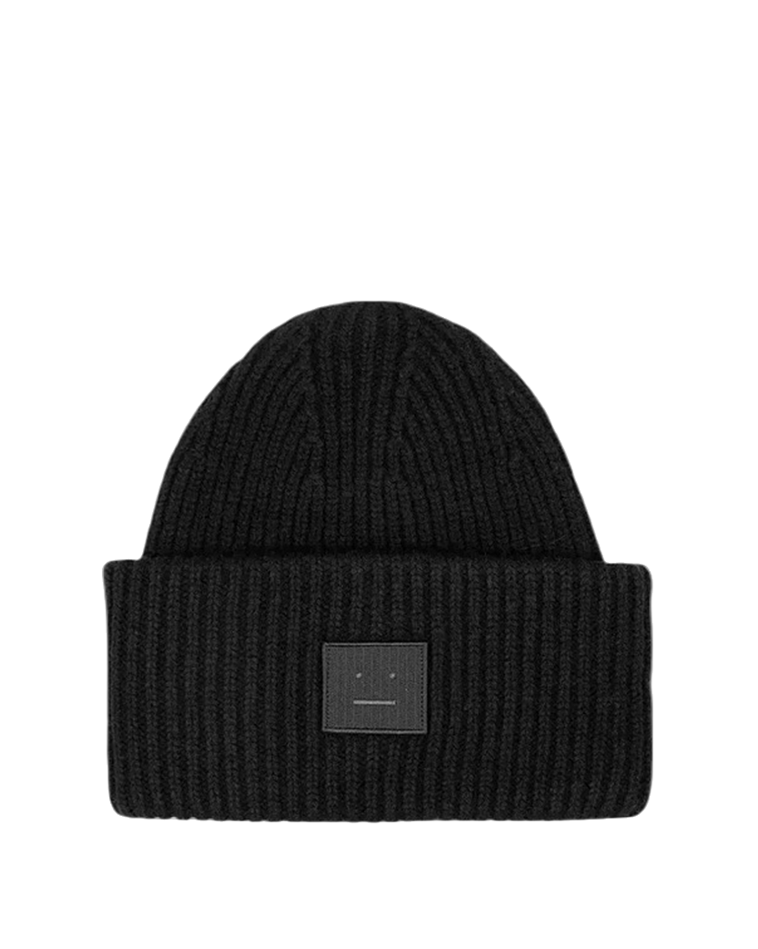 Acne Studios Rib knit beanie hat black