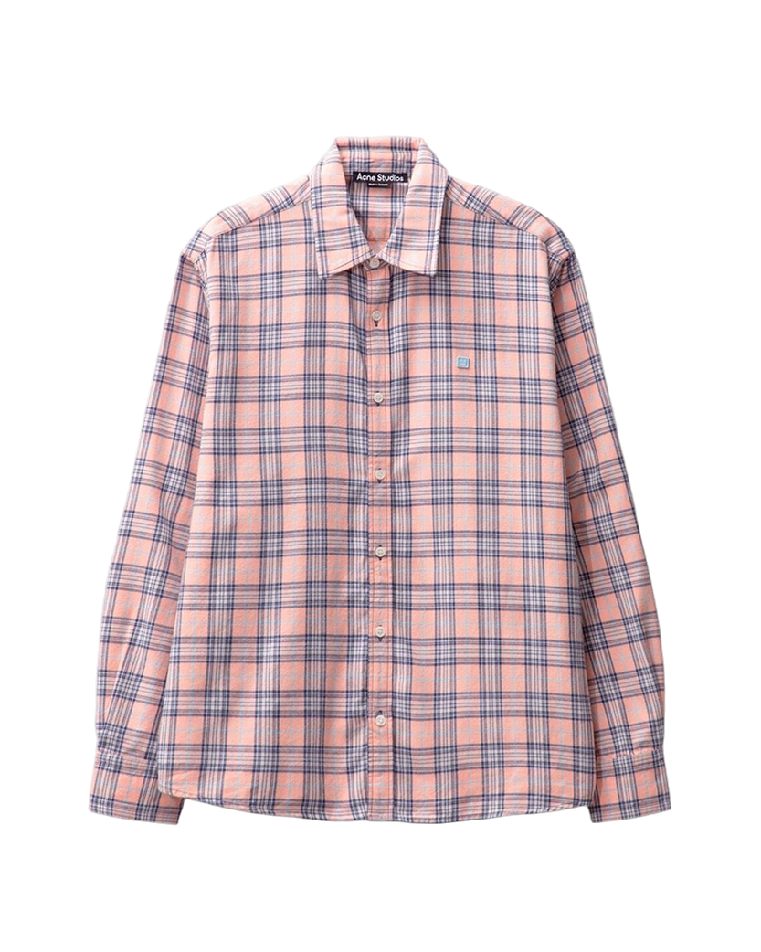 Acne Studios Flannel Check Button-Up Shirt Pink