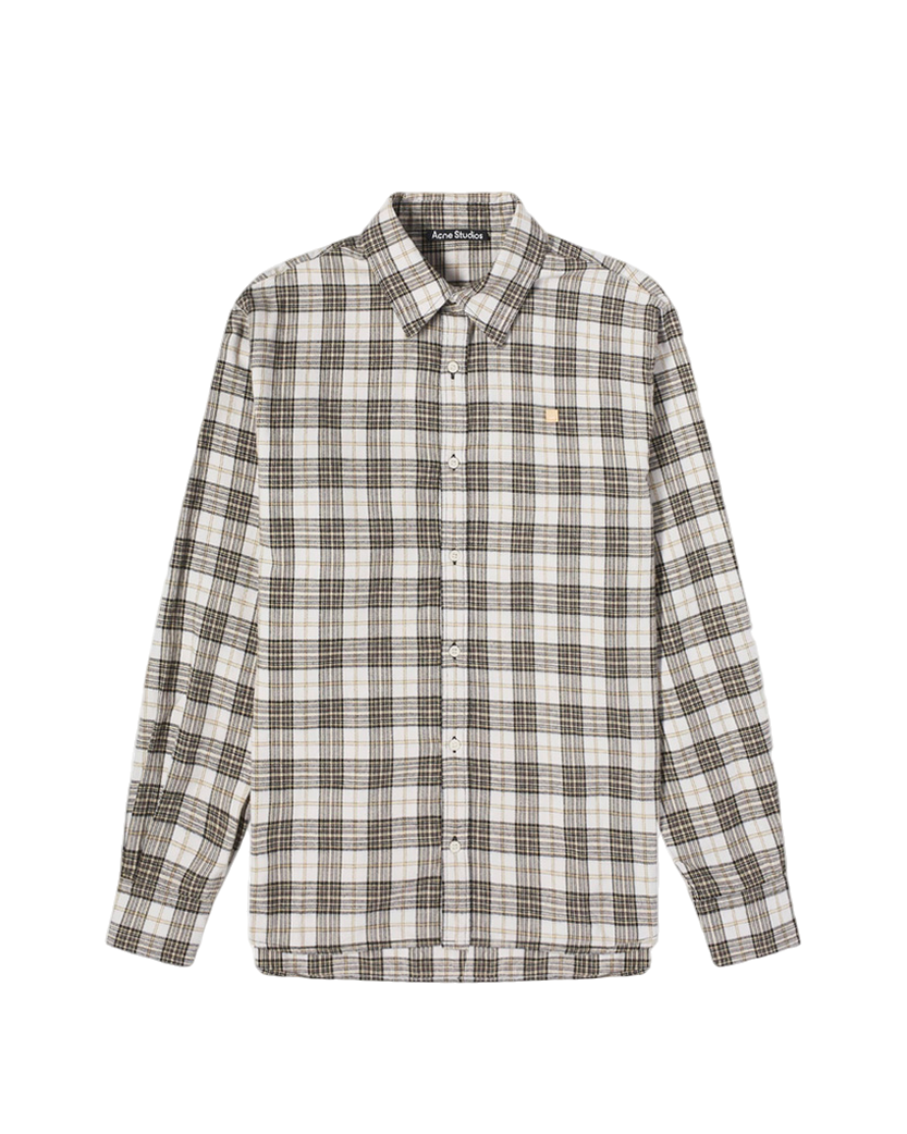 Acne Studios Flannel Check Button-Up Shirt White & Black