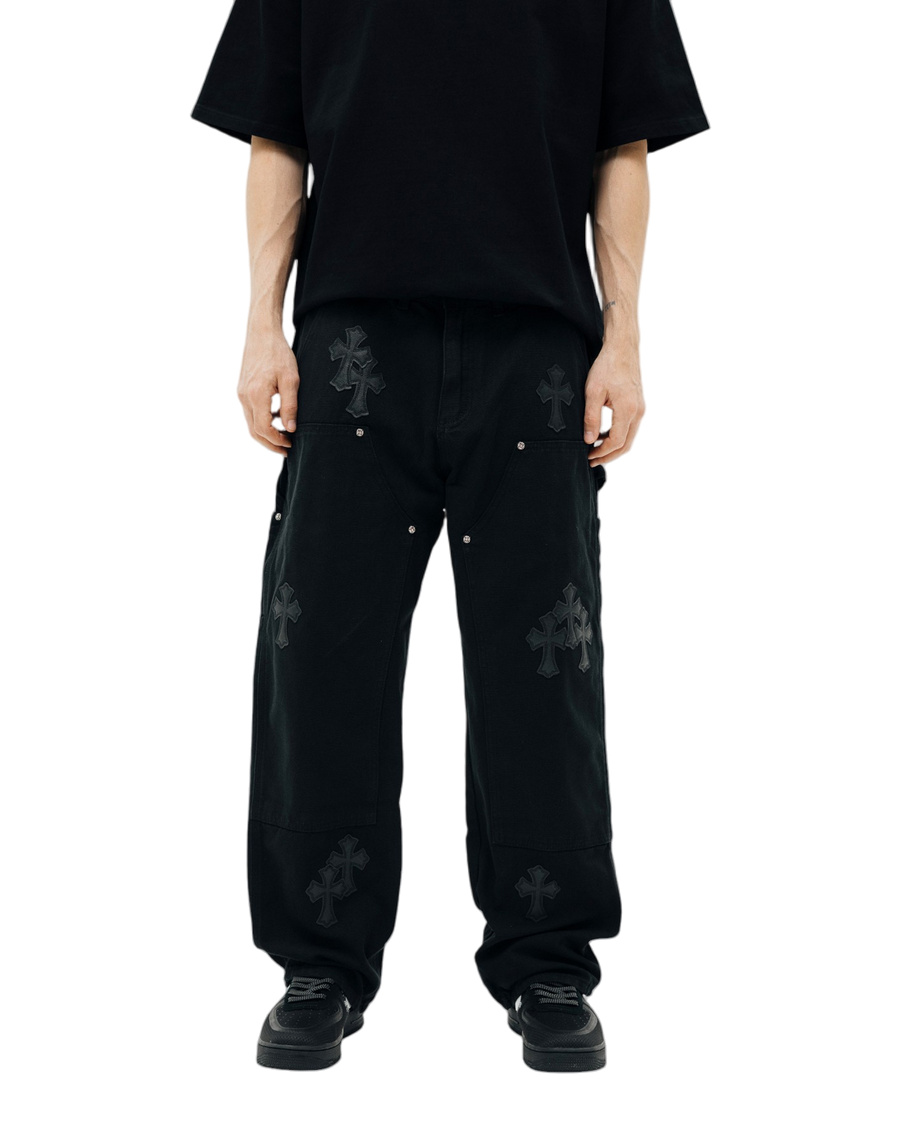 Chrome Hearts Double Knee Jeans Black CH126-BK
